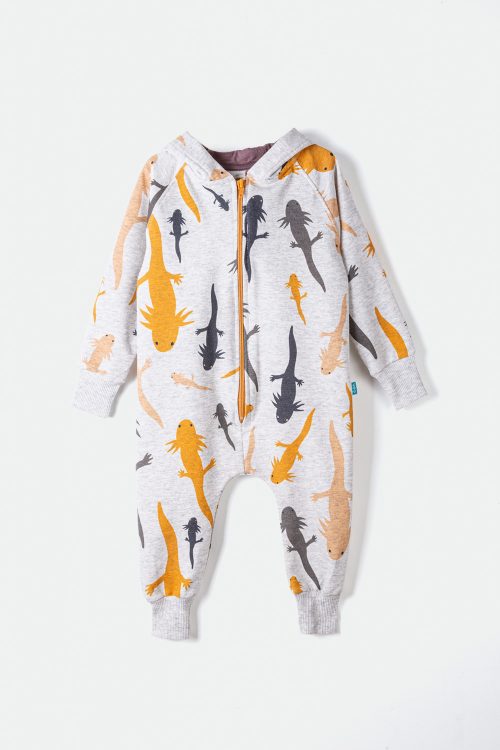 Grey Axolotl Hoodie Romper | Long Sleeve • 100% Cotton - Image 3