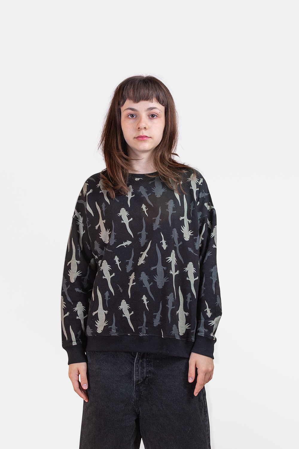 Axolotl Black Sweatshirt | Adults veoveo.store-ajolote-sudadera-negra-adulto-01
