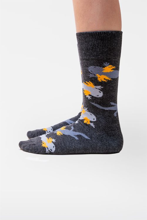 Axolotl Socks · Recycled Cotton · Designed in Mexico Grey socks with Mexican axolotl illustration VEOVEO